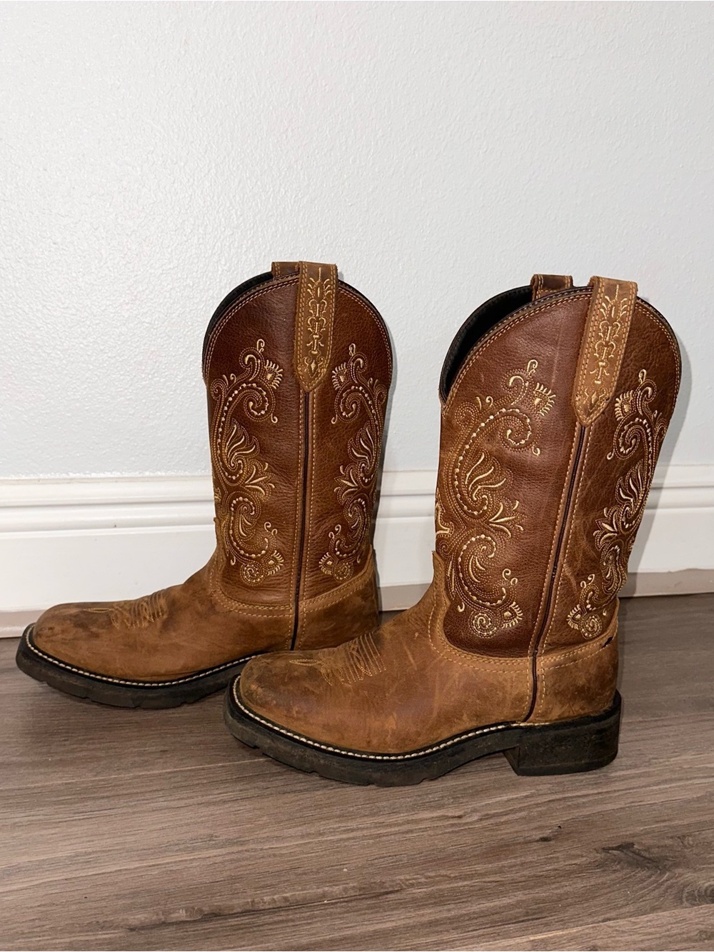 Masterson Boot Co. Women's Leather Boots - Oil and Slip Resistant Brown Pull Tab